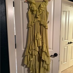 Free People High Low Ruffled Dress in Yellow